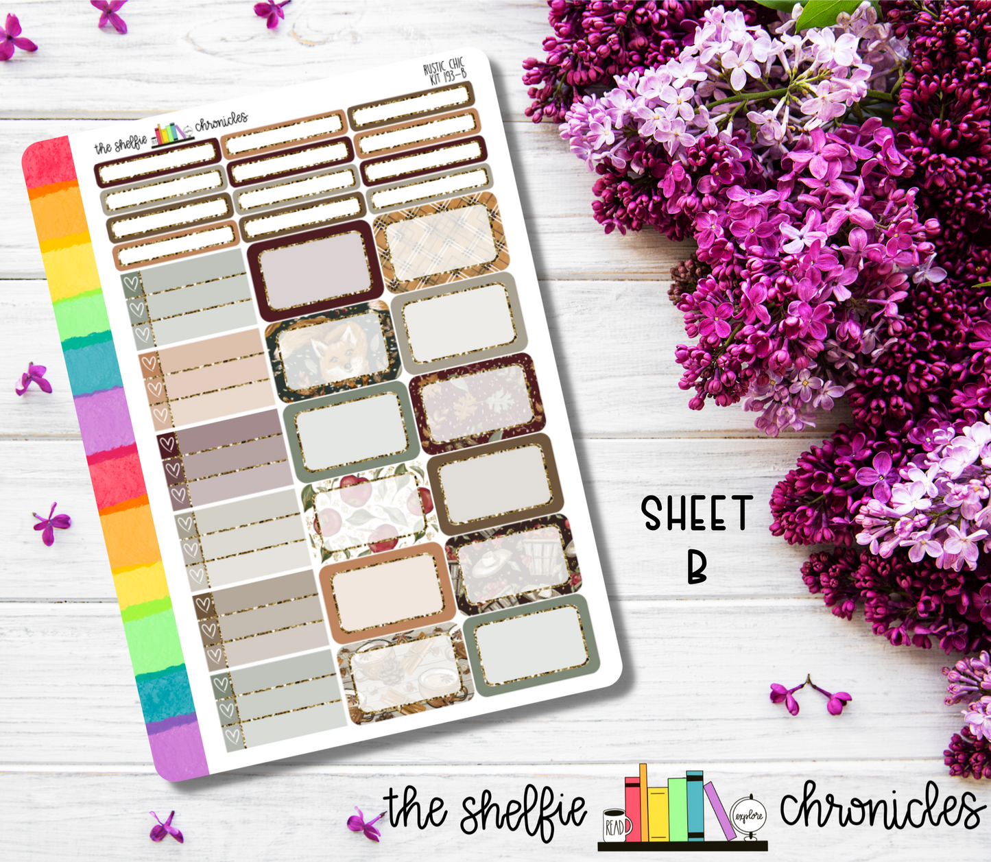 Kit 193 - Rustic Chic Weekly Kit - Die Cut Stickers - Repositionable Paper - Made To Fit 7x9 Planners