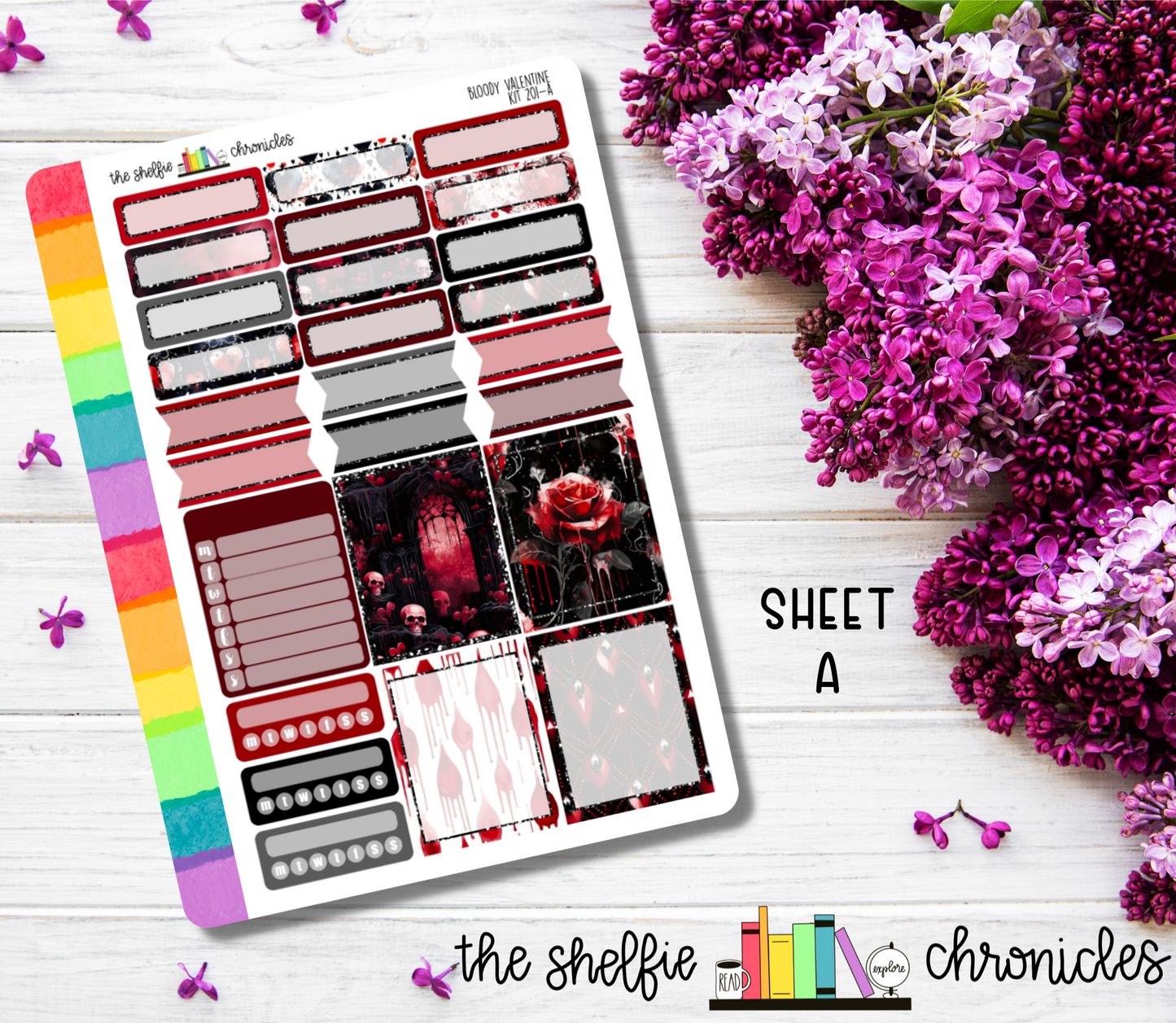 Kit 201 - Bloody Valentine Weekly Kit - Die Cut Stickers - Repositionable Paper - Made To Fit 7x9 Planners