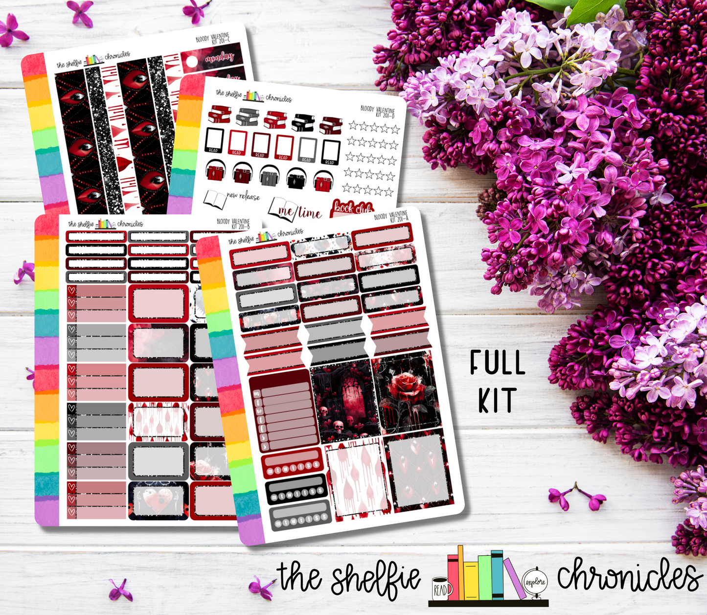 Kit 201 - Bloody Valentine Weekly Kit - Die Cut Stickers - Repositionable Paper - Made To Fit 7x9 Planners
