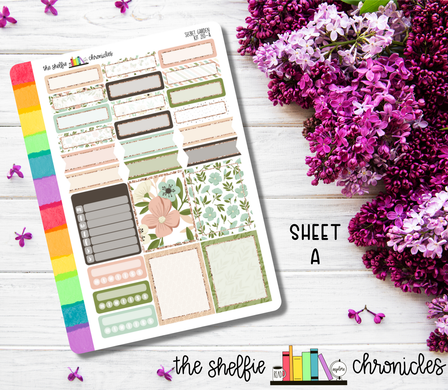 Kit 210 - Secret Garden Weekly Kit - Die Cut Stickers - Repositionable Paper - Made To Fit 7x9 Planners