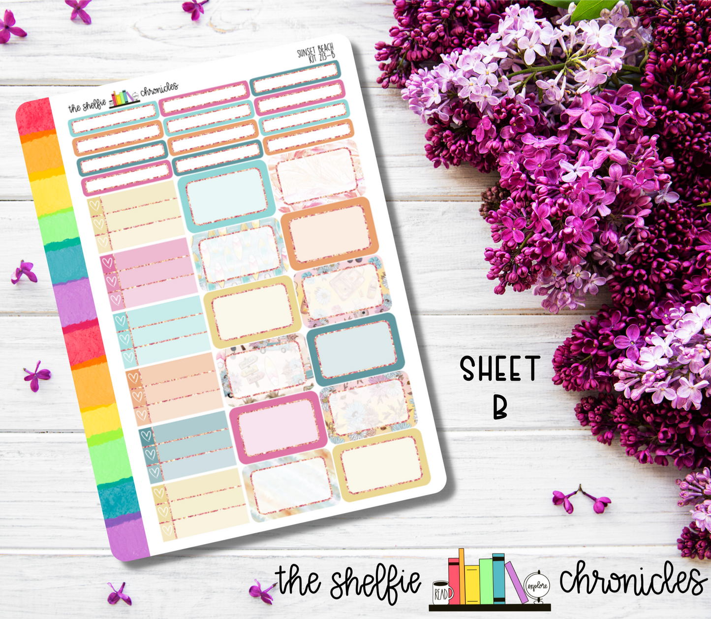 Kit 213 - Sunset Beach Weekly Kit - Die Cut Stickers - Repositionable Paper - Made To Fit 7x9 Planners