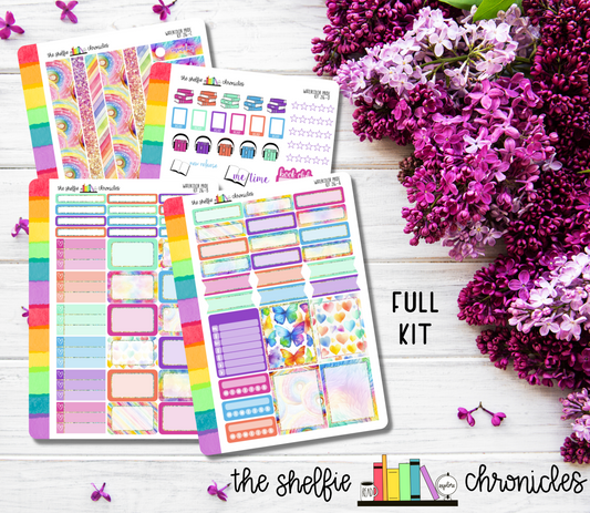 Kit 216 - Watercolor Pride Weekly Kit - Die Cut Stickers - Repositionable Paper - Made To Fit 7x9 Planners