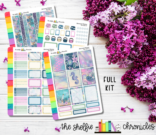 Kit 220 - Mermaid Wishes Weekly Kit - Die Cut Stickers - Repositionable Paper - Made To Fit 7x9 Planners