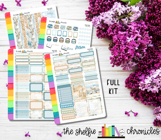 Kit 217 - Beach Reads Weekly Kit - Die Cut Stickers - Repositionable Paper - Made To Fit 7x9 Planners