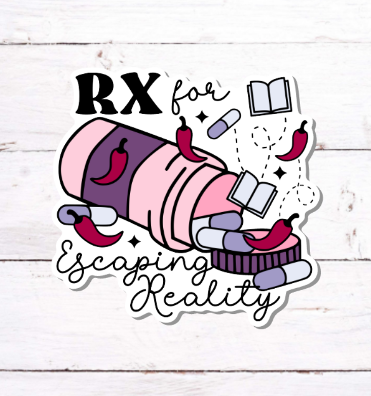 V 259 - RX For Escaping Reality - Vinyl Sticker for Water Bottles, Laptop, Tablet, iPad, Tumbler, Hydroflask, Journals