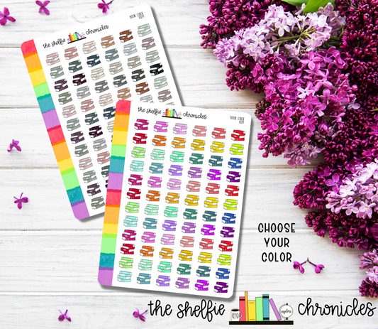 102 - Book Stacks - Choose Your Color - Die Cut Stickers - Repositionable Paper - Perfect For Planners And Reading Journals