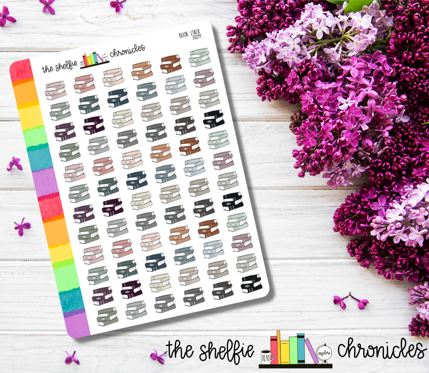 102 - Book Stacks - Choose Your Color - Die Cut Stickers - Repositionable Paper - Perfect For Planners And Reading Journals