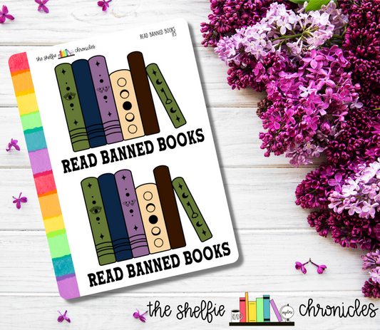 115 - Read Banned Books - Die Cut Stickers - Repositionable Paper -Great For Reading Journals