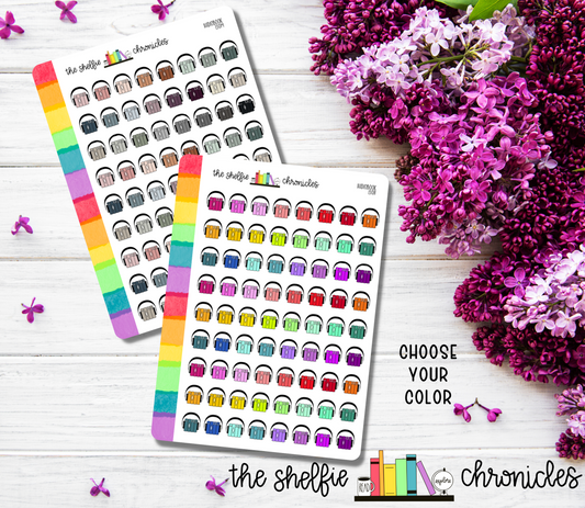 130 - Audiobook - Choose Your Color - Die Cut Stickers - Repositionable Paper - Great For Planners And Reading Journals