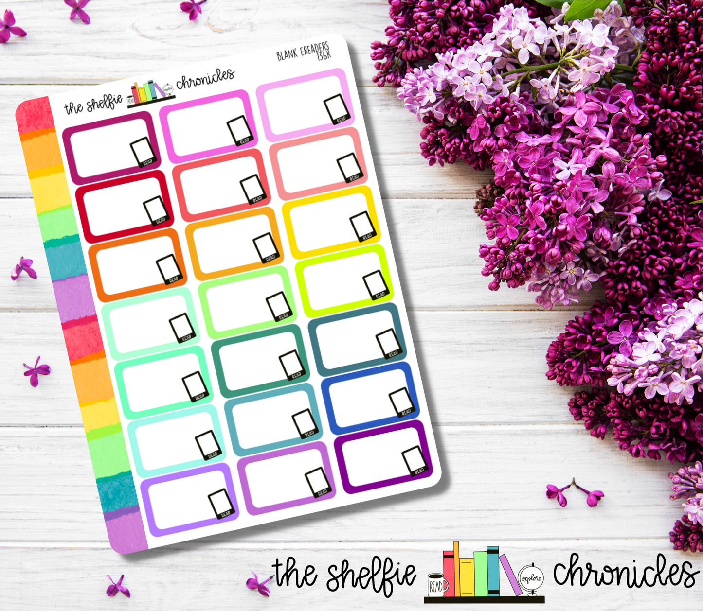 136 - Blank Ereaders - Choose Your Color - Half Box Die Cut Stickers - Repositionable Paper - Great For Planners And Reading Journals