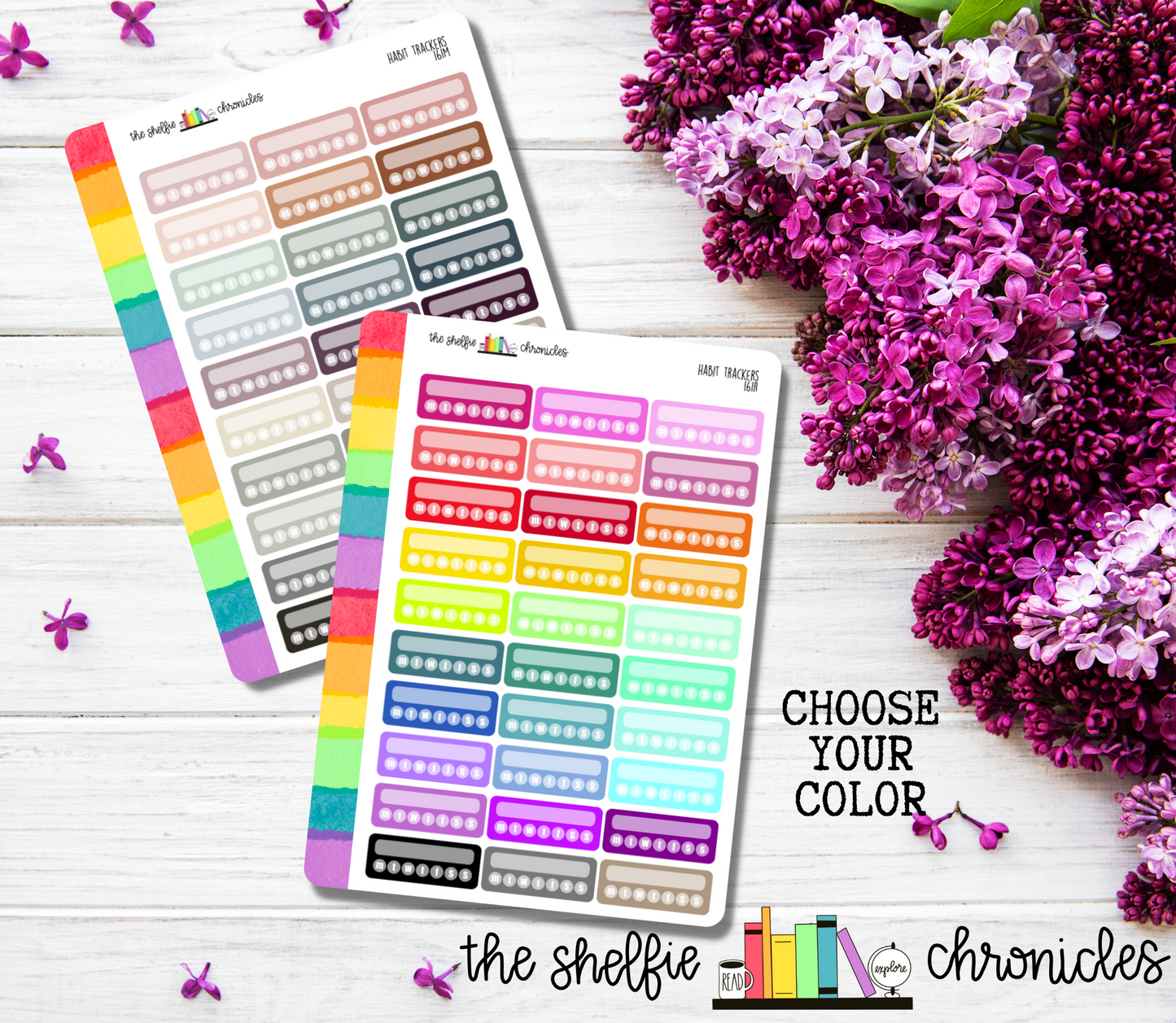 161 - Habit Trackers - Choose Your Color - Die Cut Stickers - Repositionable Paper