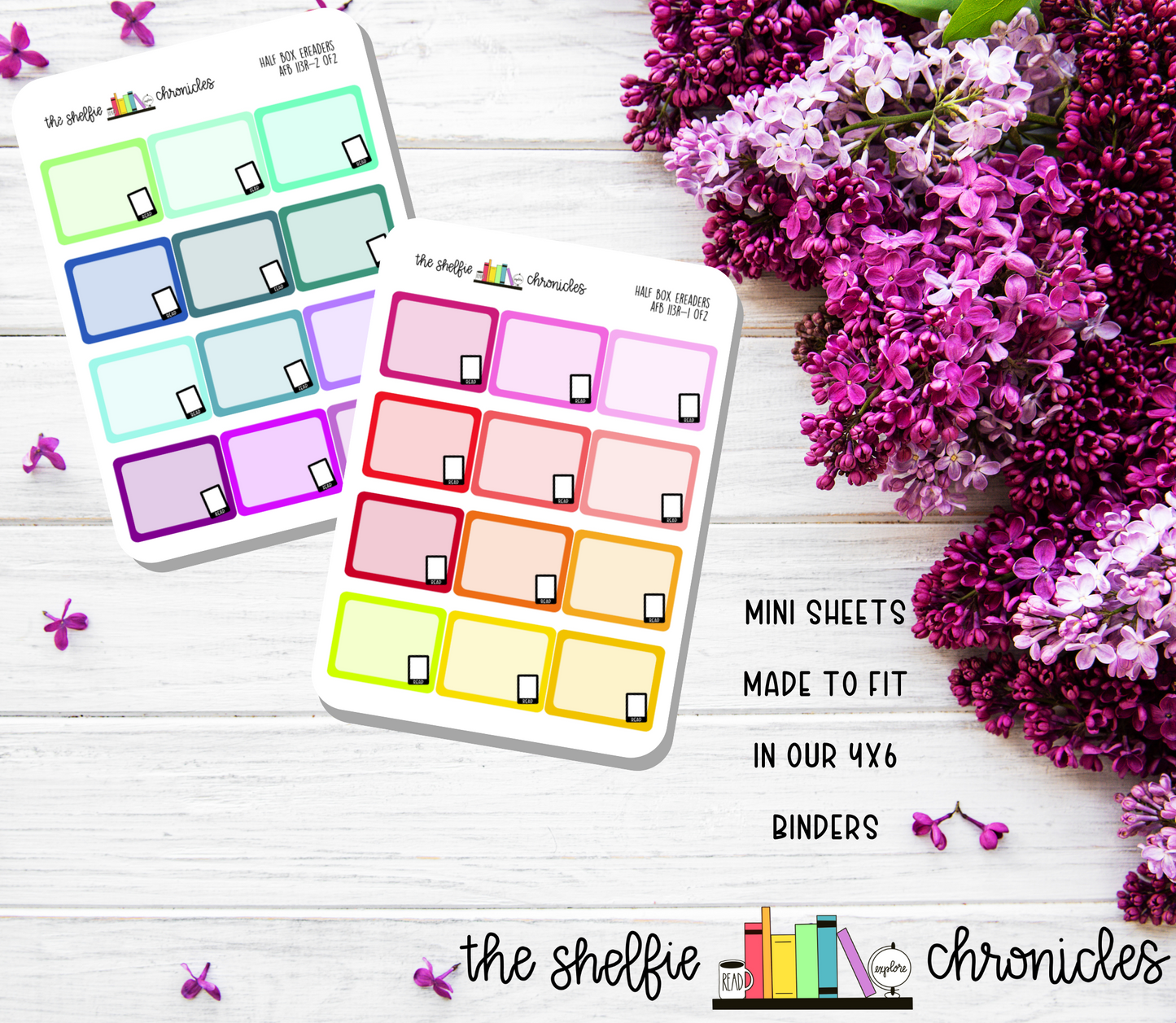 AFB 113 - EReader Half Box - Fits The Always Fully Booked Planner - Choose Your Color - Die Cut Stickers - Repositionable