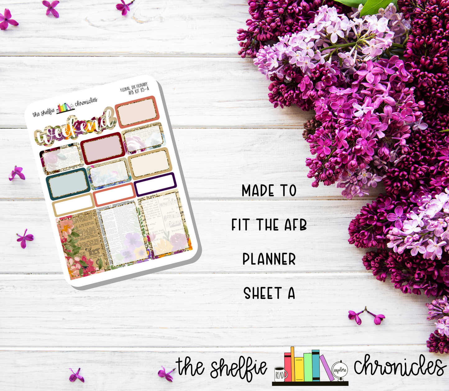 AFB Kit 115 - Floral Dictionary - Made To Fit The Always Fully Booked Planner - Die Cut Stickers - Repositionable