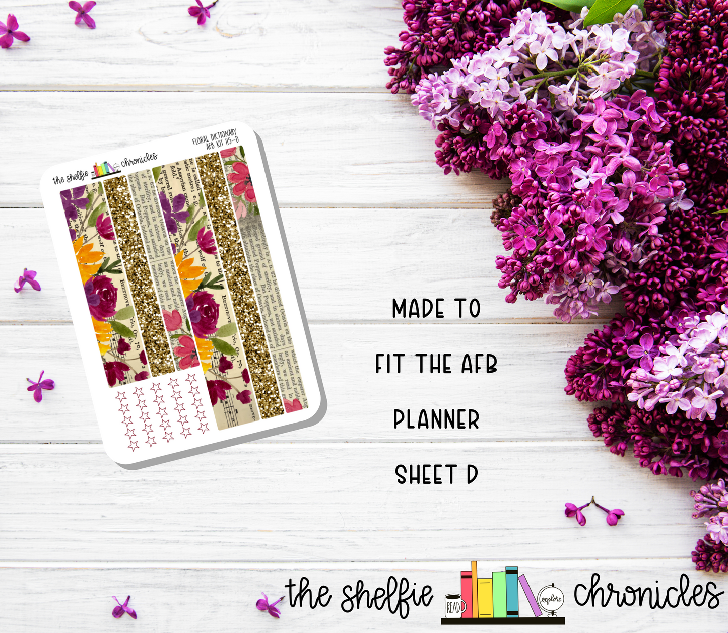 AFB Kit 115 - Floral Dictionary - Made To Fit The Always Fully Booked Planner - Die Cut Stickers - Repositionable