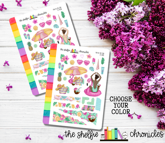 D 102 - Fun In The Sun - Die Cut Stickers - Repositionable Paper - Perfect For Reading Journals And Planners