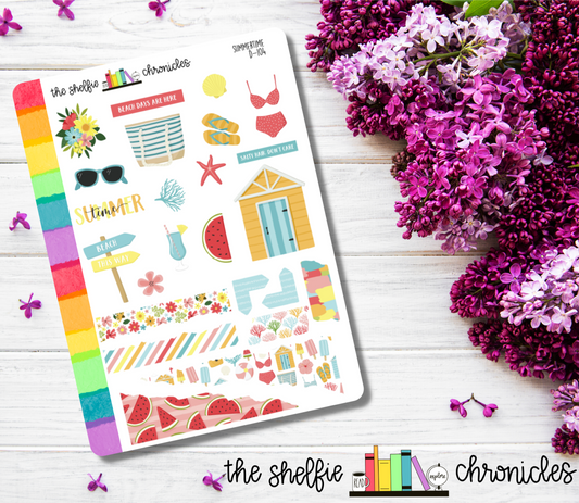 D 104 - Summertime - Die Cut Stickers - Repositionable Paper - Perfect For Reading Journals And Planners