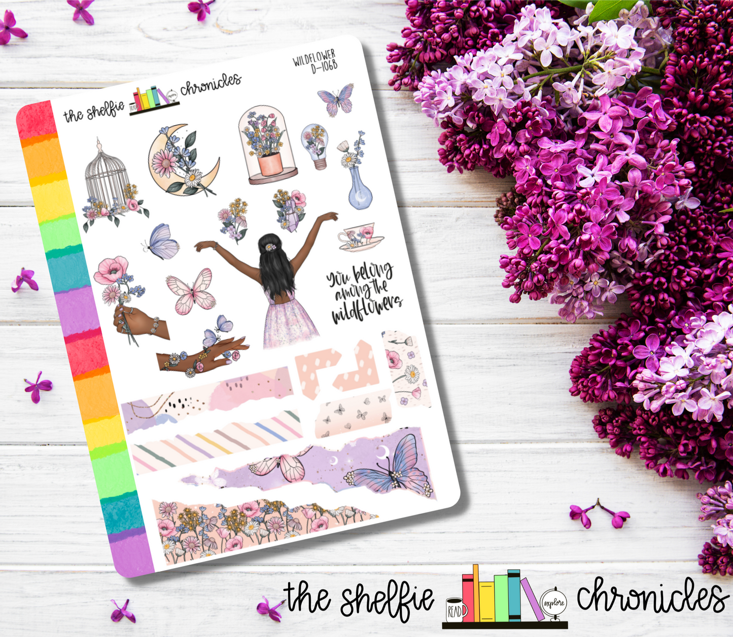 D 106 - Wildflower - Die Cut Stickers - Repositionable Paper - Perfect For Reading Journals And Planners