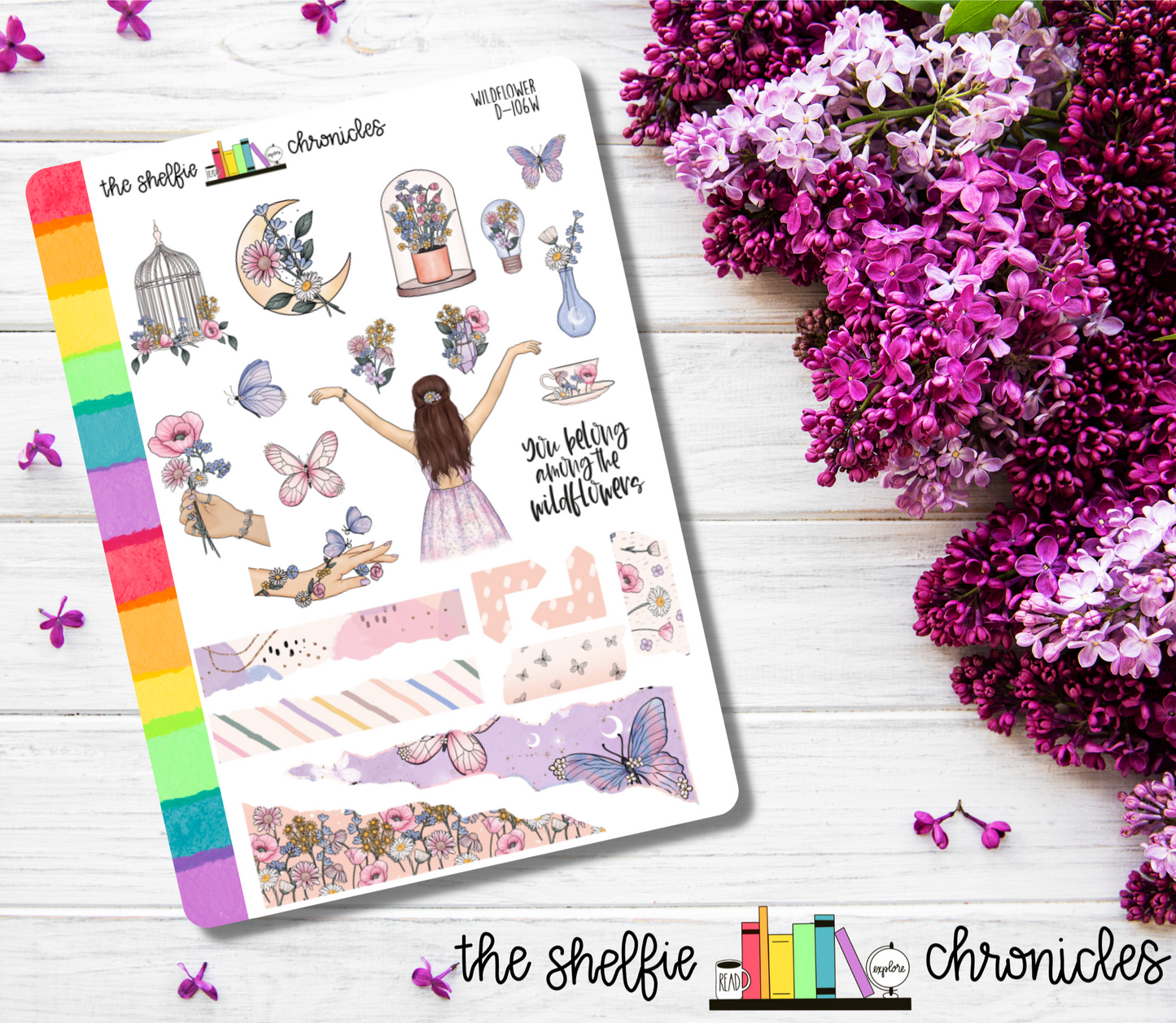 D 106 - Wildflower - Die Cut Stickers - Repositionable Paper - Perfect For Reading Journals And Planners