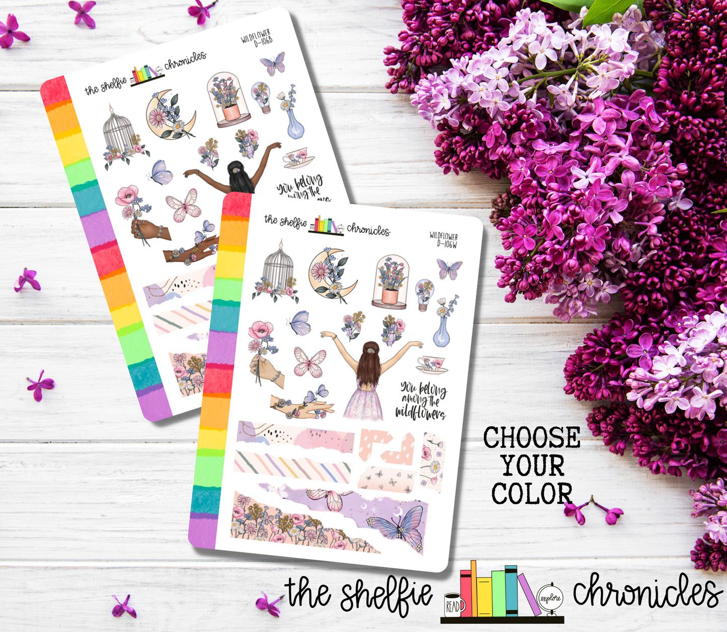 D 106 - Wildflower - Die Cut Stickers - Repositionable Paper - Perfect For Reading Journals And Planners