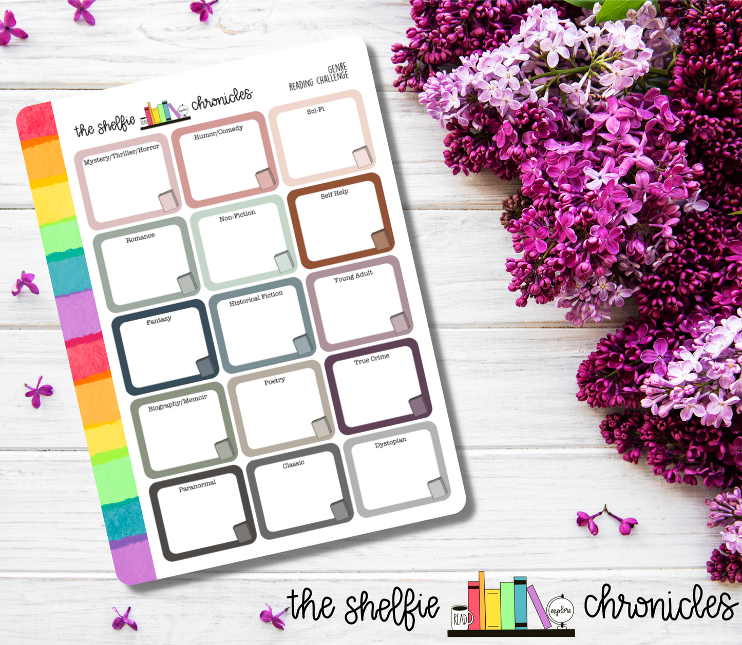 RTS - RC 108 - Genre Reading Challenge - Choose Your Color - Die Cut Stickers - Repositionable Paper - Perfect For Reading Journals And Planners