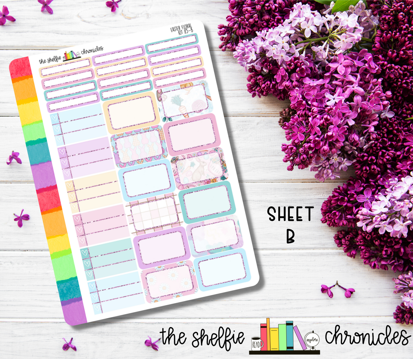 Kit 115 - Easter Floral Weekly Kit - Die Cut Stickers - Repositionable Paper - Made To Fit 7x9 Planners