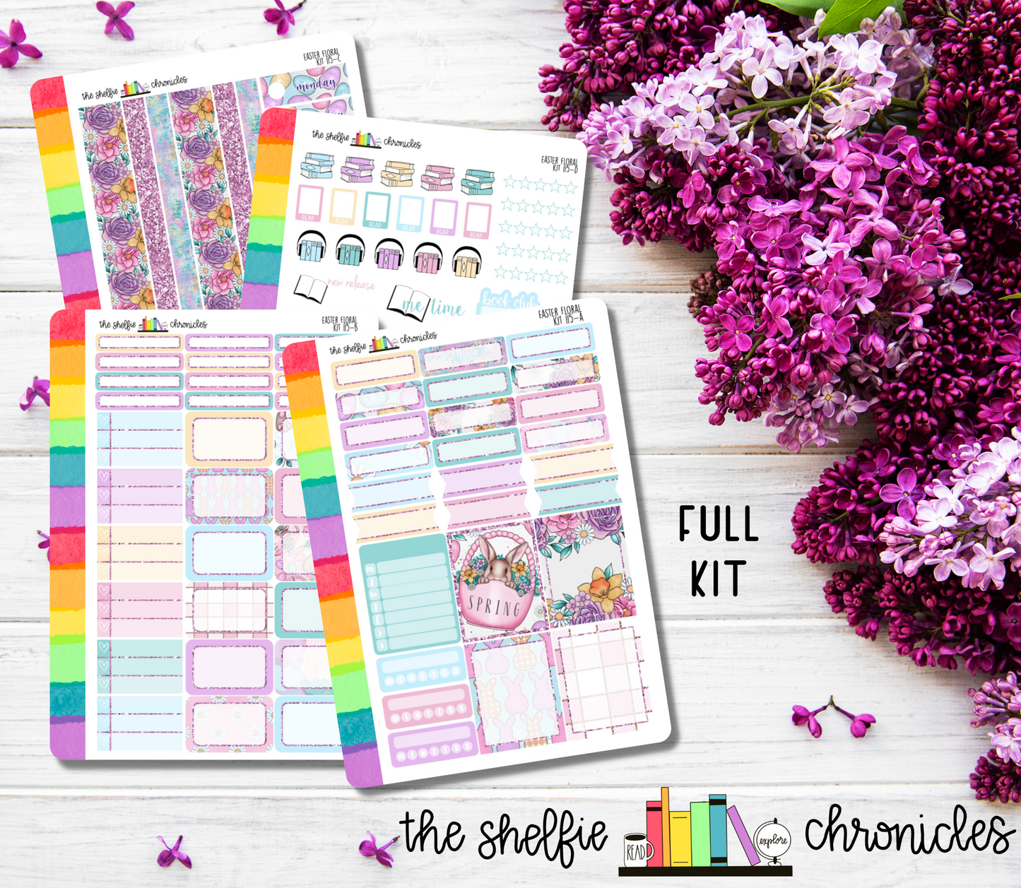 Kit 115 - Easter Floral Weekly Kit - Die Cut Stickers - Repositionable Paper - Made To Fit 7x9 Planners