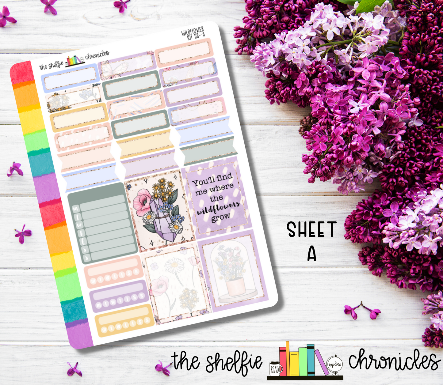 Kit 118 - Wildflower Weekly Kit - Die Cut Stickers - Repositionable Paper - Made To Fit 7x9 Planners