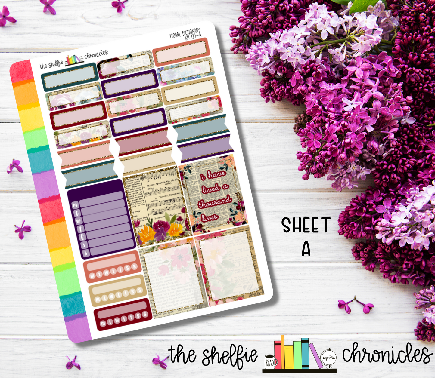 Kit 125 - Floral Dictionary Weekly Kit - Die Cut Stickers - Repositionable Paper