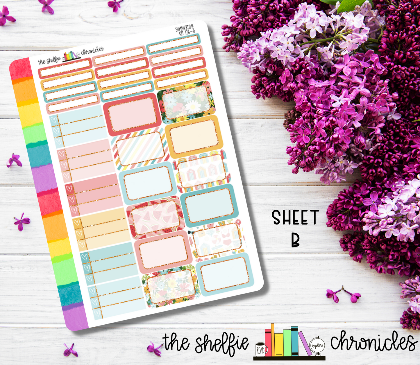 Kit 126 - Summertime Weekly Kit - Die Cut Stickers - Repositionable Paper - Made To Fit 7x9 Planners