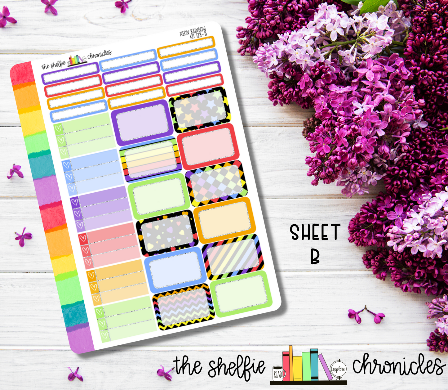 Kit 128 - Neon Rainbow Weekly Kit - Die Cut Stickers - Repositionable Paper
