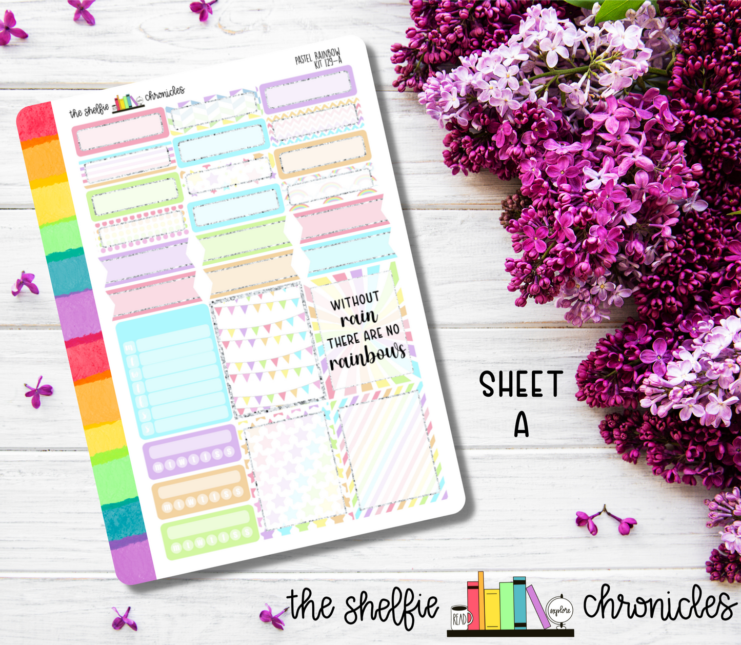 Kit 129 - Pastel Rainbow Weekly Kit - Die Cut Stickers - Repositionable Paper