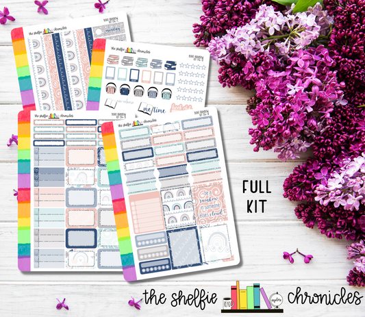 Kit 134 - Boho Rainbow Weekly Kit - Die Cut Stickers - Repositionable Paper - Made To Fit 7x9 Planners