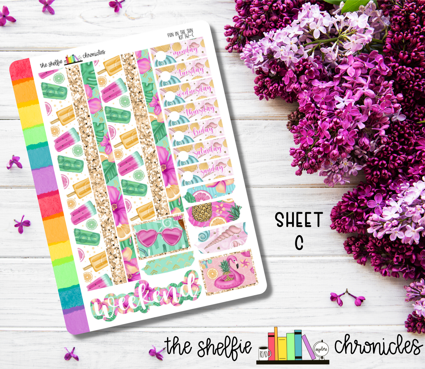 Kit 141 - Fun In The Sun - Die Cut Stickers - Repositionable Paper - Made To Fit 7x9 Planners