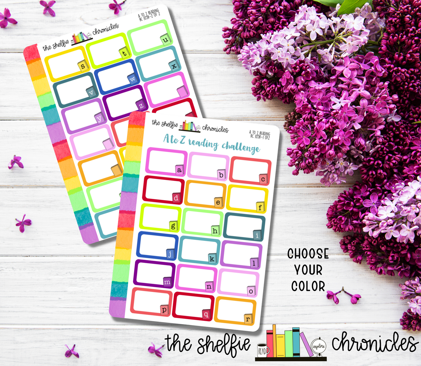 RTS - RC 105 - A to Z Reading Challenge - Choose Your Color - Die Cut Stickers - Repositionable Paper