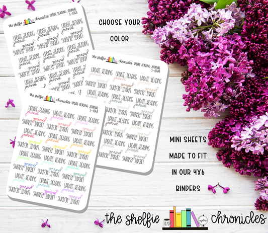 S 104 - Update Reading Journal Hand Lettered Script Stickers - Choose Your Color - Die Cut Stickers - Repositionable Paper