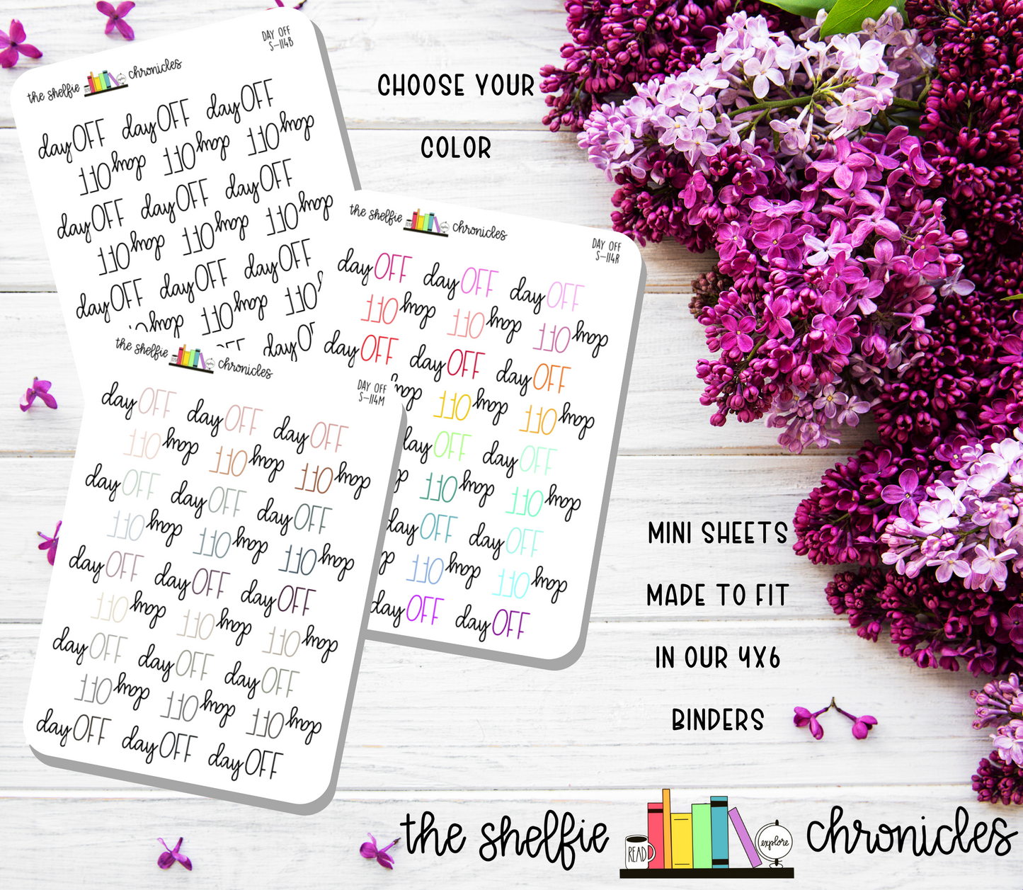 S 114 - Day Off - Hand Lettered - Choose Your Color - Die Cut Stickers - Repositionable Paper - Perfect For Planners