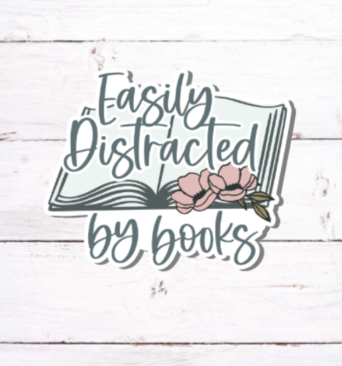 V 185 - Easily Distracted By Books - Vinyl Sticker for Water Bottles, Laptop, Tablet, iPad, Tumbler, Hydroflask, Journals - V0024